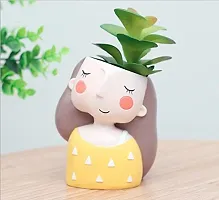 Cute Pack of 1 Face Girl Planter Pot without Plants-thumb1