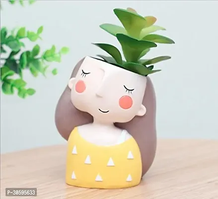 Cute Pack of 1 Face Girl Planter Pot without Plants-thumb2