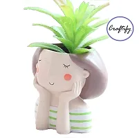 Cute Pack of 1 Face Girl Planter Pot without Plants-thumb2