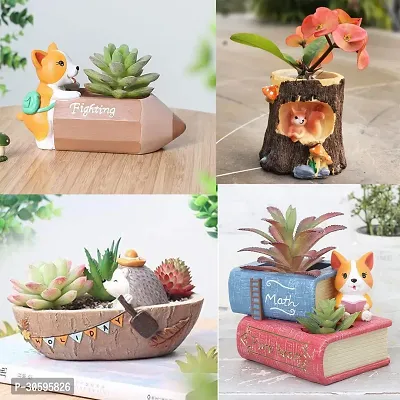 Trendy Cute Resin Flower Pots Without Plant - Pack of 4