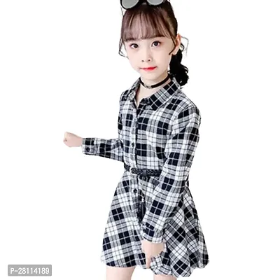 Classic Cotton Blend Checked Frock for Kids Girls-thumb2