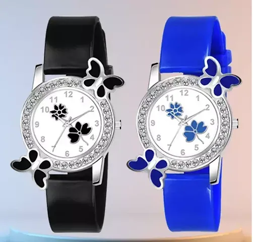 Stylish Silicone Analog Watches For Women Combo