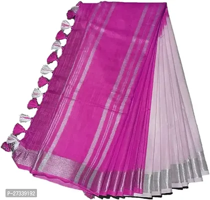 Designer Pink Cotton Saree Without Blouse Piece For Women