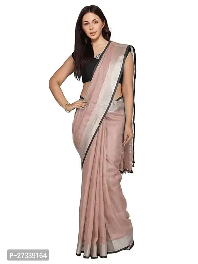 Designer Peach Cotton Saree Without Blouse Piece For Women-thumb0