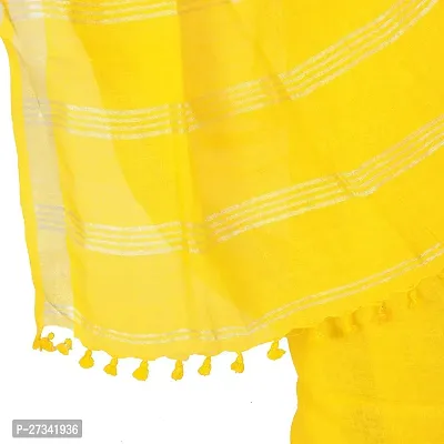 Stylish Yellow Linen Saree without Blouse piece For Women-thumb4