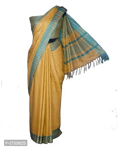 Designer Yellow Cotton Silk Saree Without Blouse Piece For Women