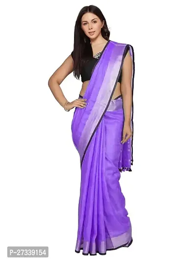 Designer Purple Linen Saree Without Blouse Piece For Women-thumb0