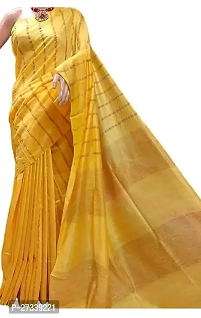 Designer Mustard Cotton Silk Saree Without Blouse Piece For Women-thumb3