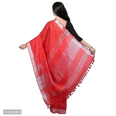 Stylish Red Cotton Saree without Blouse piece For Women-thumb3
