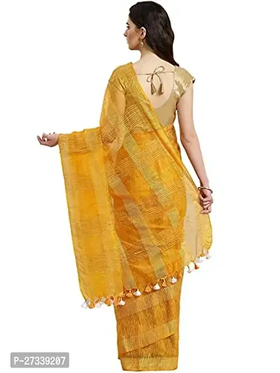 Designer Yellow Cotton Silk Saree Without Blouse Piece For Women-thumb2