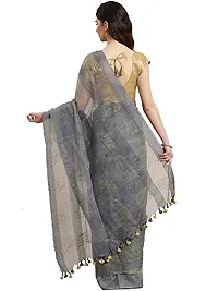 Designer Grey Cotton Silk Saree Without Blouse Piece For Women-thumb1