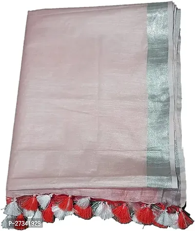 Stylish Red Cotton Saree without Blouse piece For Women-thumb4