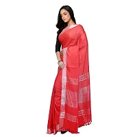 Stylish Red Cotton Saree without Blouse piece For Women-thumb3