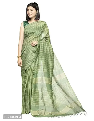 Stylish Green Art Silk Cotton Saree without Blouse piece For Women-thumb0