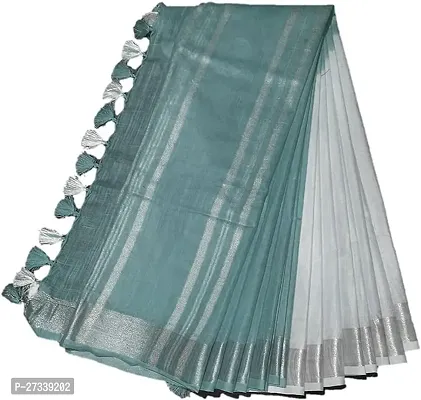 Designer Blue Cotton Saree Without Blouse Piece For Women