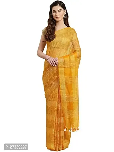 Designer Yellow Cotton Silk Saree Without Blouse Piece For Women-thumb0