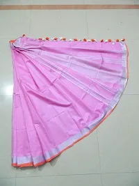 Designer Pink Linen Saree Without Blouse Piece For Women-thumb2