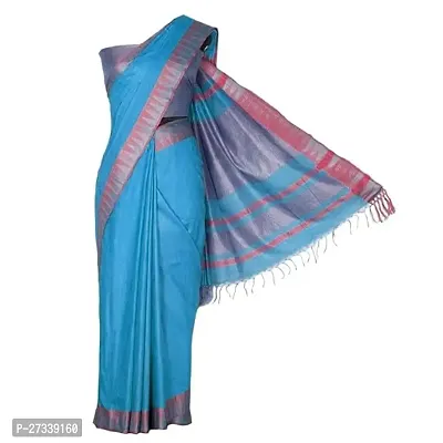 Designer Blue Cotton Silk Saree Without Blouse Piece For Women-thumb0