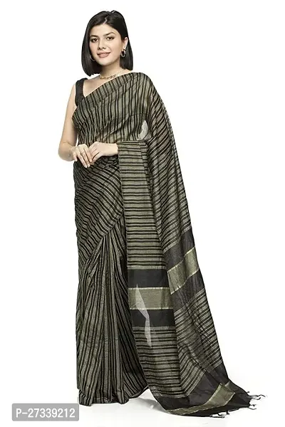 Designer Black Cotton Silk Saree Without Blouse Piece For Women-thumb0