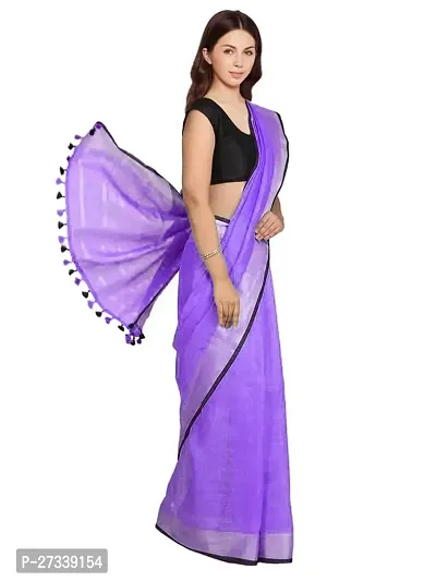 Designer Purple Linen Saree Without Blouse Piece For Women-thumb2