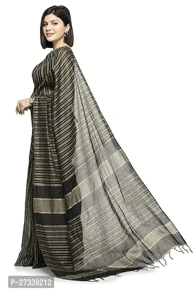 Designer Black Cotton Silk Saree Without Blouse Piece For Women-thumb2