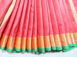 Designer Red Linen Saree Without Blouse Piece For Women-thumb3