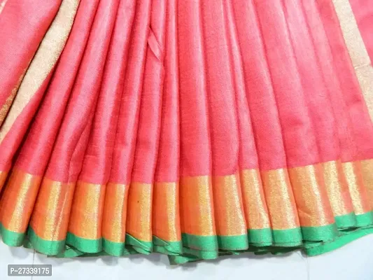 Designer Red Linen Saree Without Blouse Piece For Women-thumb4