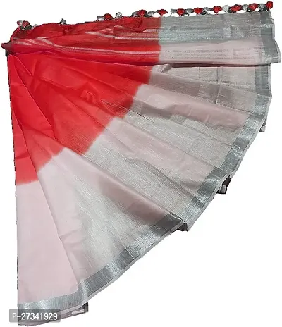 Stylish Red Cotton Saree without Blouse piece For Women-thumb2