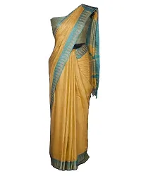 Designer Yellow Cotton Silk Saree Without Blouse Piece For Women-thumb1