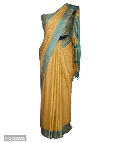 Designer Yellow Cotton Silk Saree Without Blouse Piece For Women-thumb2