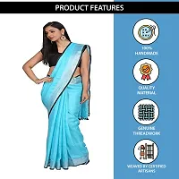 Designer Blue Linen Saree Without Blouse Piece For Women-thumb1
