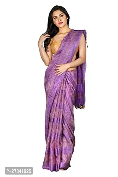 Stylish Purple Cotton Silk Saree without Blouse piece For Women