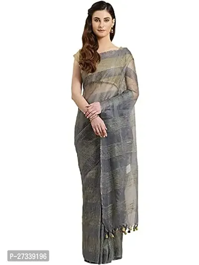 Designer Grey Cotton Silk Saree Without Blouse Piece For Women