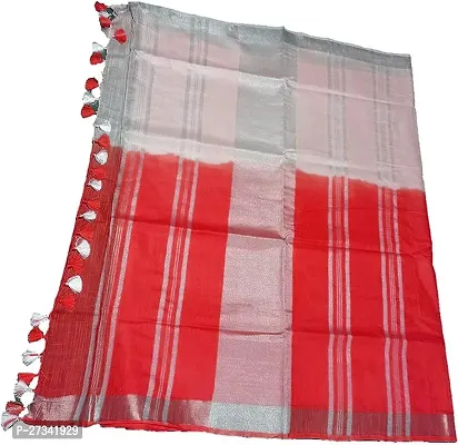 Stylish Red Cotton Saree without Blouse piece For Women-thumb3