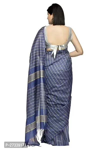 Designer Grey Cotton Silk Saree Without Blouse Piece For Women-thumb2