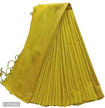 Designer Mustard Cotton Silk Saree Without Blouse Piece For Women-thumb0