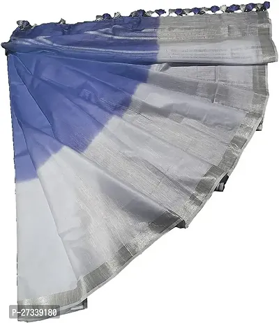 Designer Blue Cotton Saree Without Blouse Piece For Women-thumb2