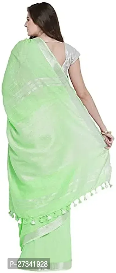 Stylish Green Cotton Saree without Blouse piece For Women-thumb3