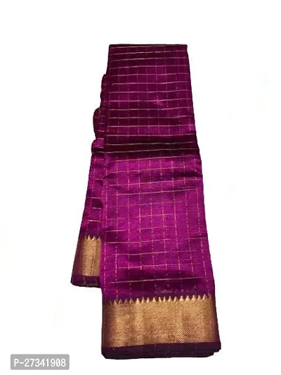 Stylish Purple Art Silk Cotton Saree without Blouse piece For Women-thumb0