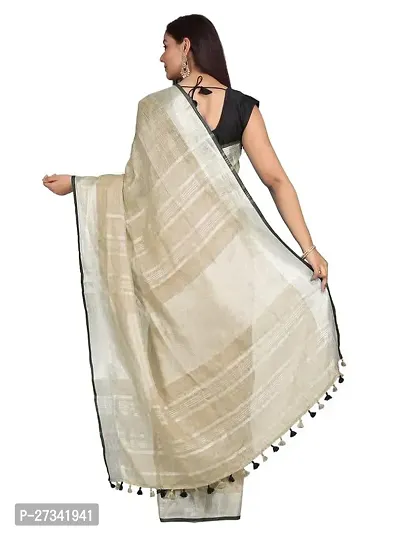 Stylish Beige Cotton Saree without Blouse piece For Women-thumb3