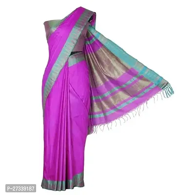 Designer Purple Cotton Silk Saree Without Blouse Piece For Women