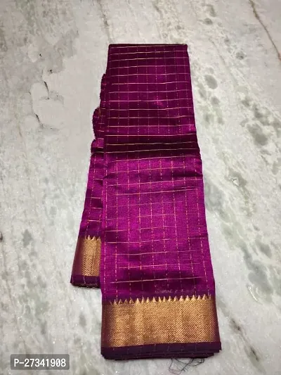 Stylish Purple Art Silk Cotton Saree without Blouse piece For Women-thumb2