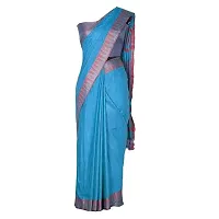 Designer Blue Cotton Silk Saree Without Blouse Piece For Women-thumb1