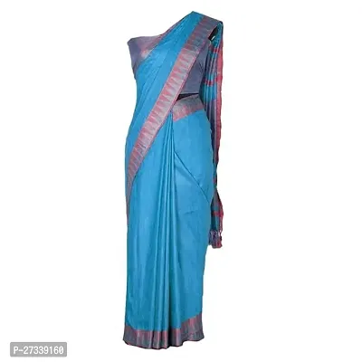 Designer Blue Cotton Silk Saree Without Blouse Piece For Women-thumb2