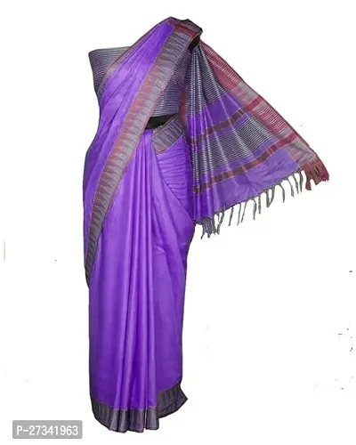 Stylish Purple Art Silk Cotton Saree without Blouse piece For Women