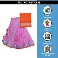 Designer Pink Linen Saree Without Blouse Piece For Women-thumb1