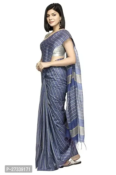 Designer Grey Cotton Silk Saree Without Blouse Piece For Women-thumb3