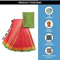 Designer Red Linen Saree Without Blouse Piece For Women-thumb1