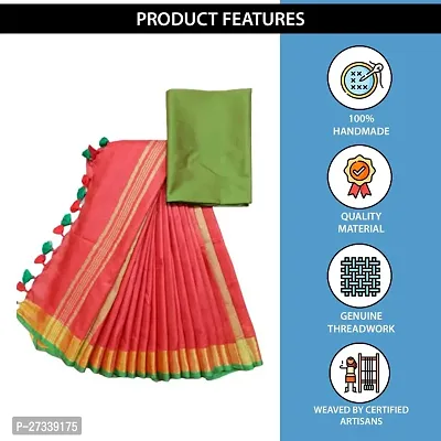 Designer Red Linen Saree Without Blouse Piece For Women-thumb2