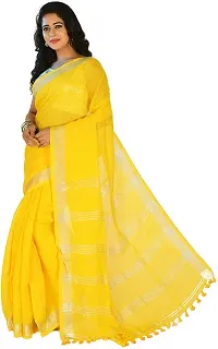 Stylish Yellow Linen Saree without Blouse piece For Women-thumb2